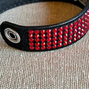 Christine Alexander Black Red Rhinestone Studded Bracelet